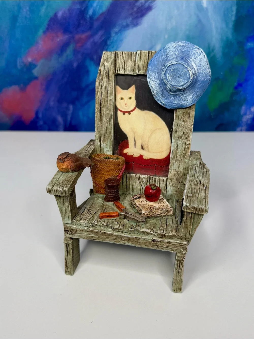 Gardening Chair Picture Frame Adirondack Beach Backyard Mini 2x2 Photo Vintage